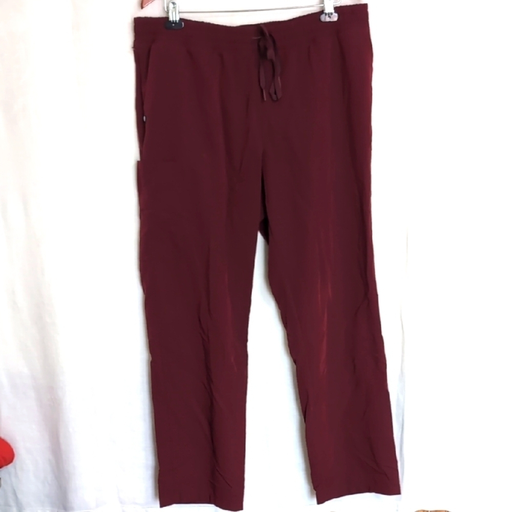 Jaanuu The Niels Burgundy Scrub Pants Straight Leg Elastic Waist Side Pockets 2x